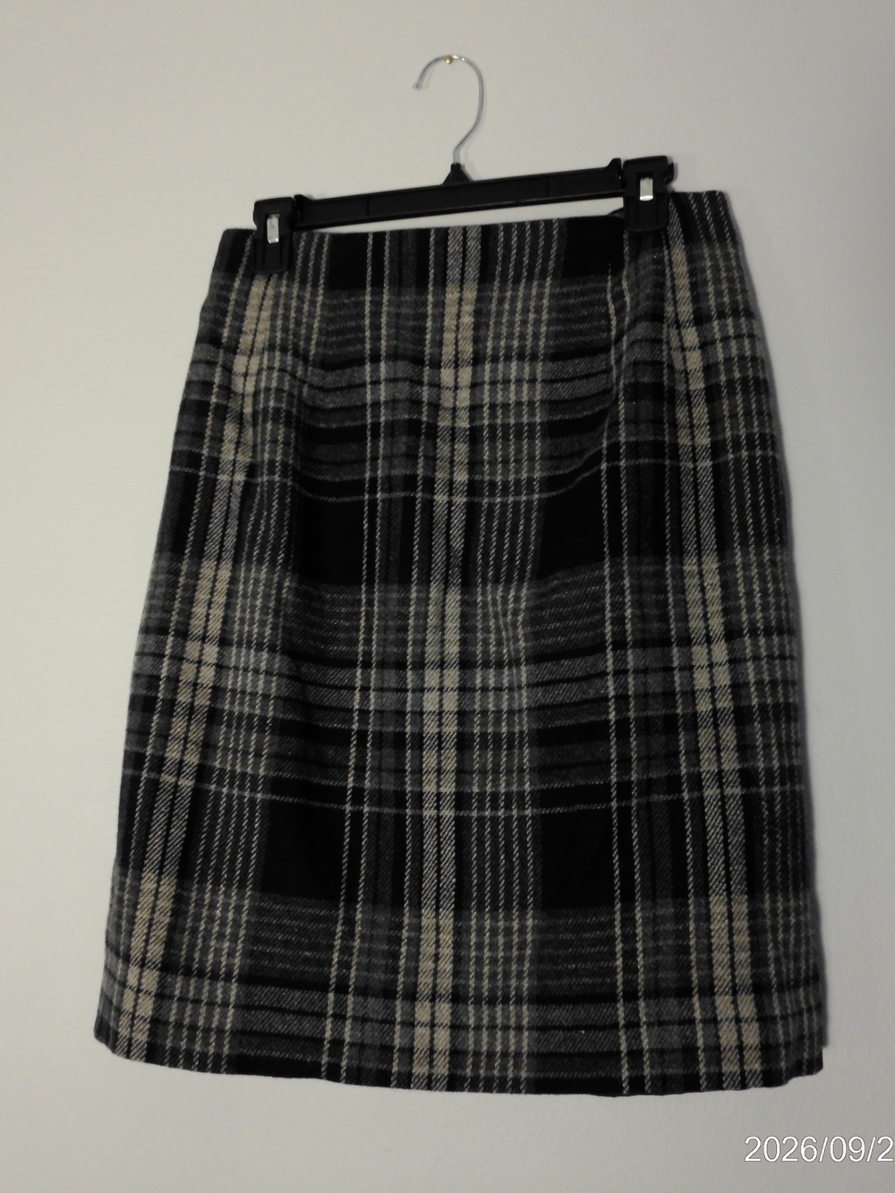 Savannah Black & Gray Plaid Pencil Skirt